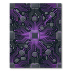 Cyber Circuit Neon Violet Tech Grid Rug