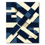 Geometric Shadowplay Dark Blue Cream Rug