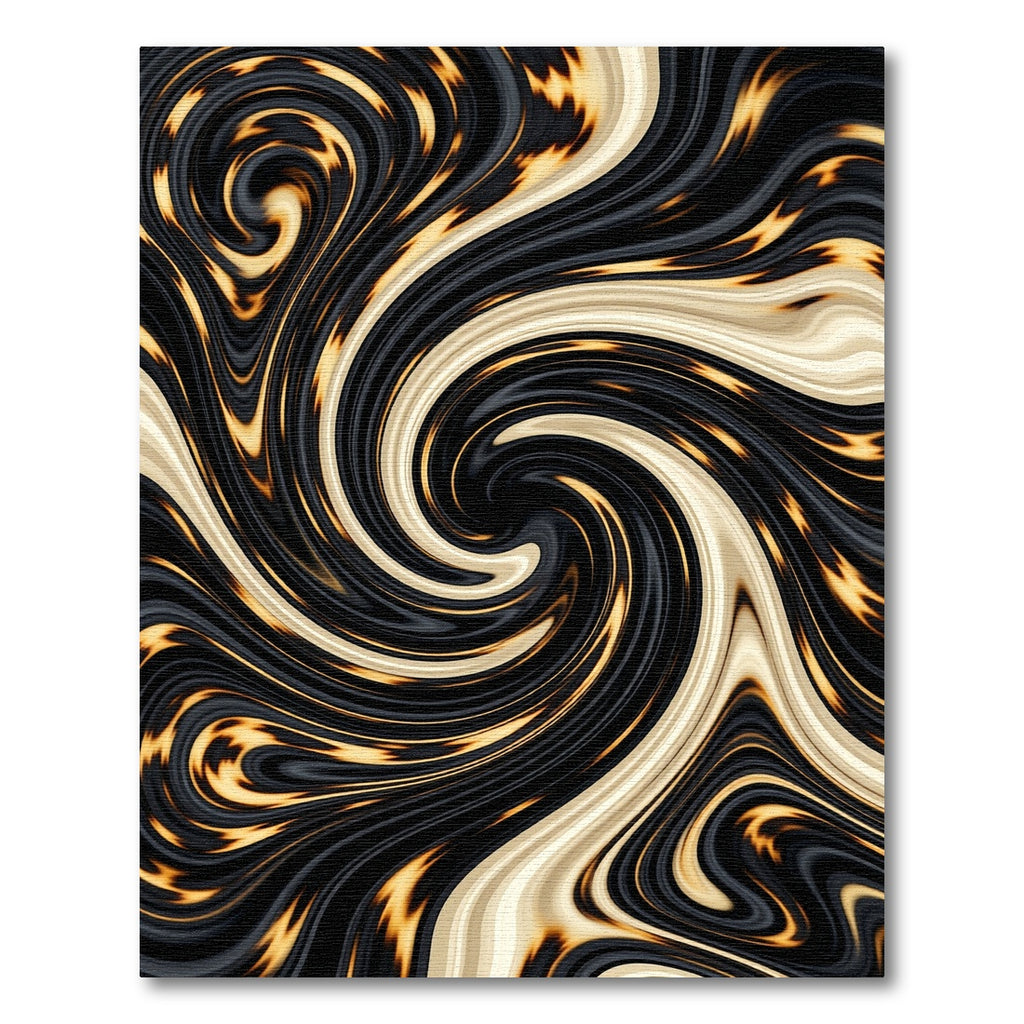 Golden Swirl Black Marble Abstract Rug