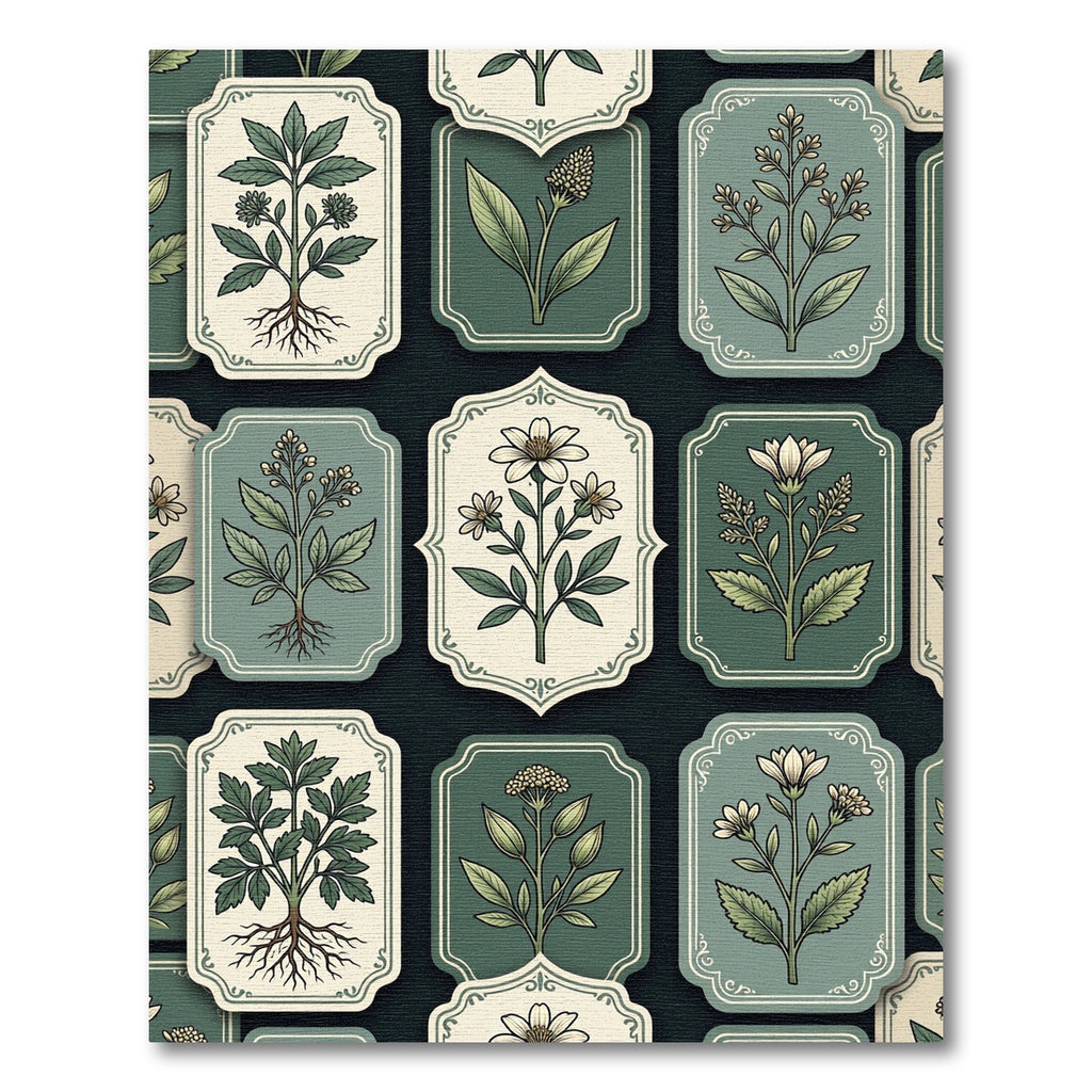 Sage Green Botanical Apothecary Herb Collection Rug