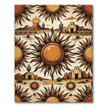 Golden Sun Desert Landscape Pueblo Illustration Rug