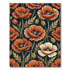 Botanical Poppy Bloom Deep Navy Rug
