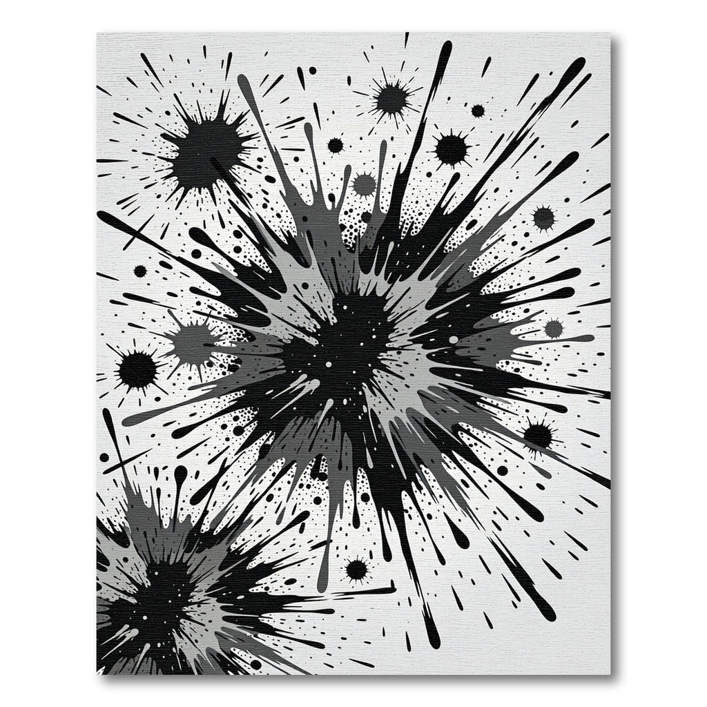 Monochrome Splatter Explosion Abstract Rug