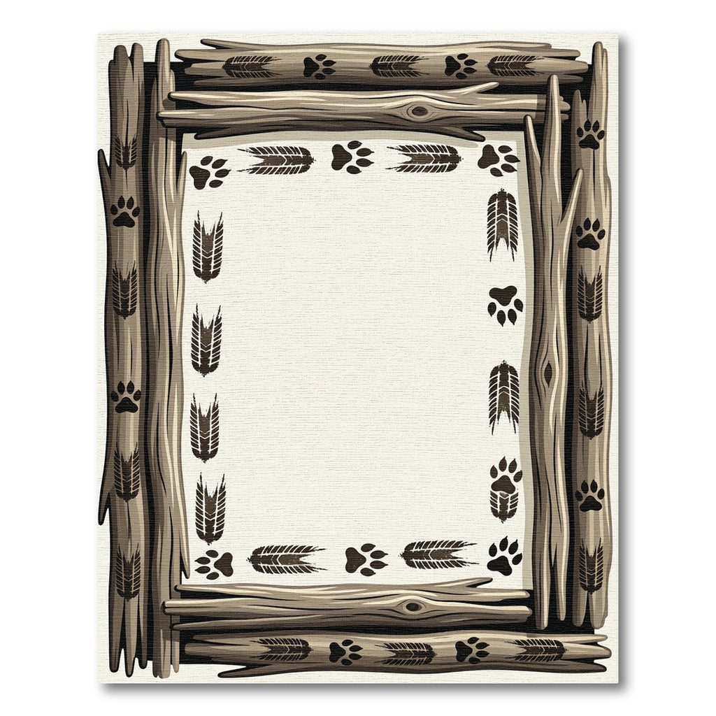 Rustic Timber Branch Paw Track Border Rug