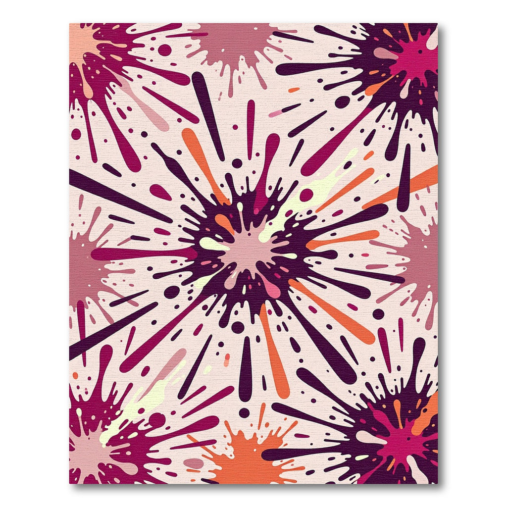 Energetic Purple Orange Splatter Accent Rug