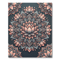 Elegant Lotus Mandala in Dusty Rose and Slate Rug