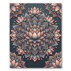 Elegant Lotus Mandala in Dusty Rose and Slate Rug