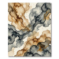 Abstract Ink Wash Gray Ochre Waves Rug