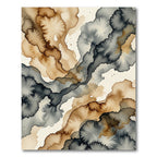 Abstract Ink Wash Gray Ochre Waves Rug