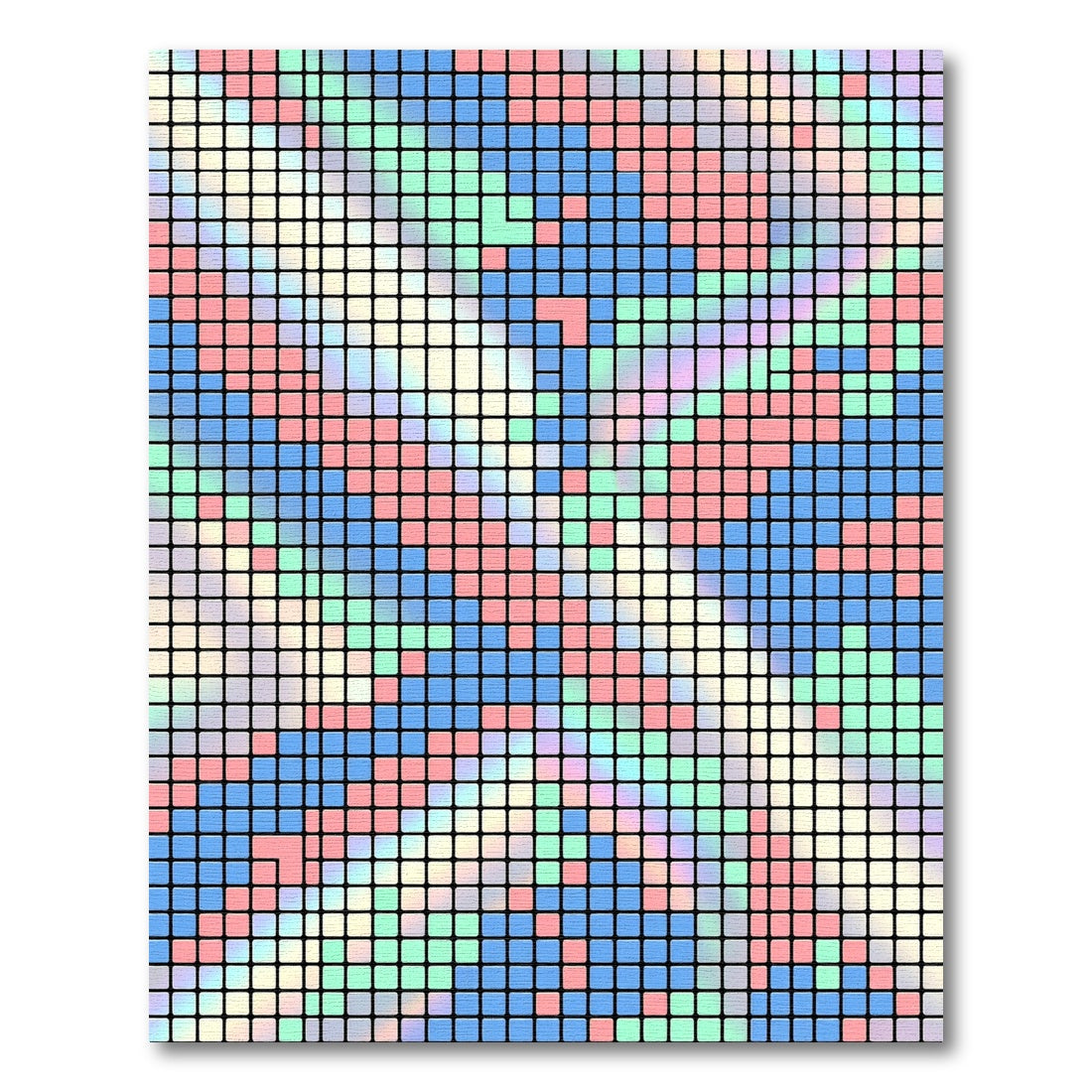 Pastel Pixel Mosaic Grid Block Rug