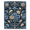 Vintage Blue Cream Floral Medallion Rug