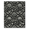 Monochromatic Black Floral Vine Rug