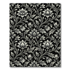 Monochromatic Black Floral Vine Rug