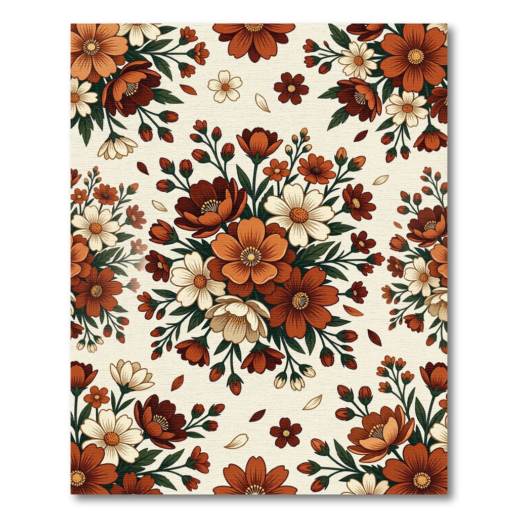 Autumnal Copper Floral Bouquet Arrangement Rug