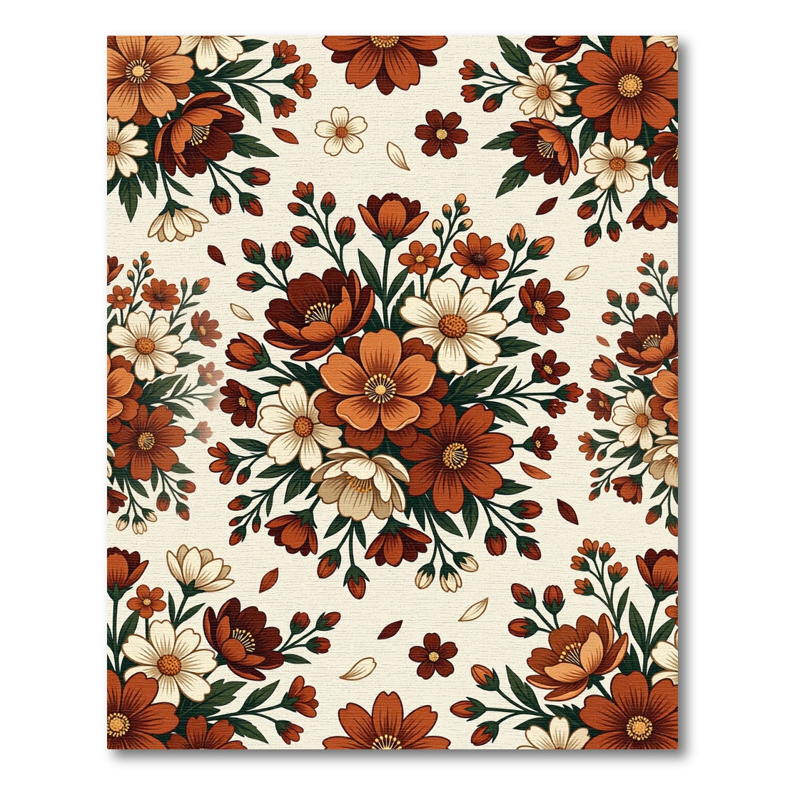 Autumnal Copper Floral Bouquet Arrangement Rug