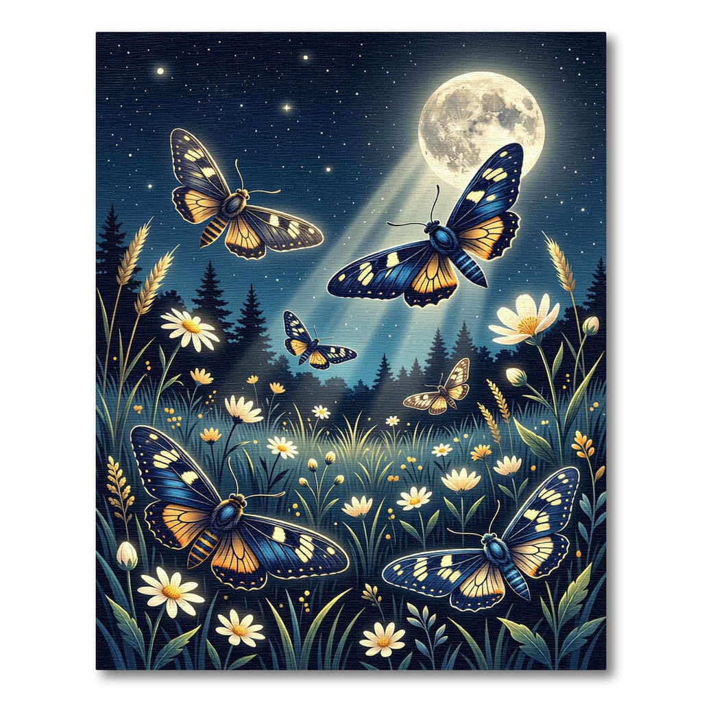 Luminous Moonlight Butterfly Wildflower Meadow Rug