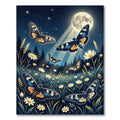 Luminous Moonlight Butterfly Wildflower Meadow Rug