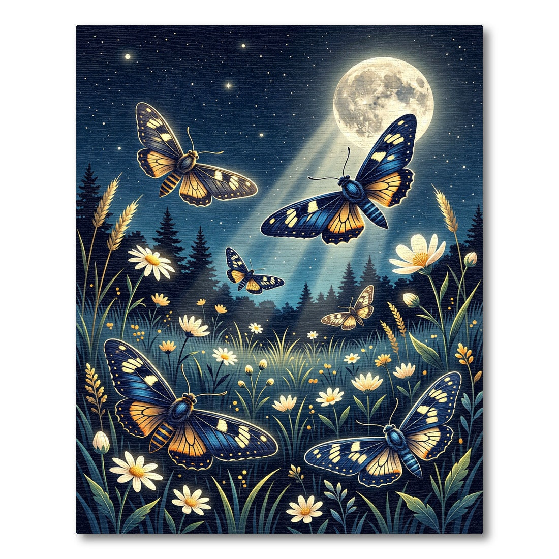 Luminous Moonlight Butterfly Wildflower Meadow Rug