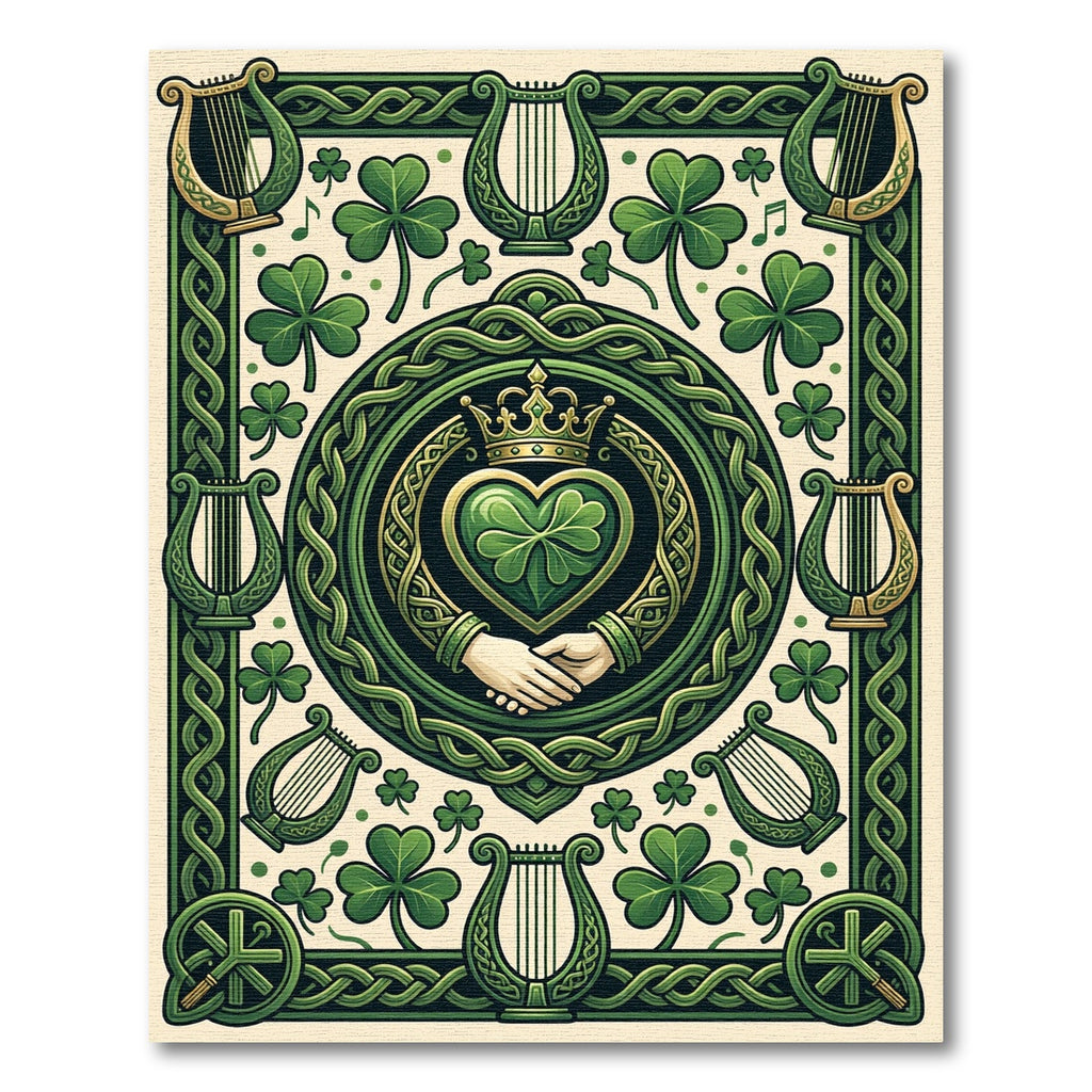 Celtic Shamrock Harp Emblem Tapestry Decor Rug