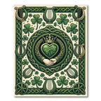 Celtic Shamrock Harp Emblem Tapestry Decor Rug