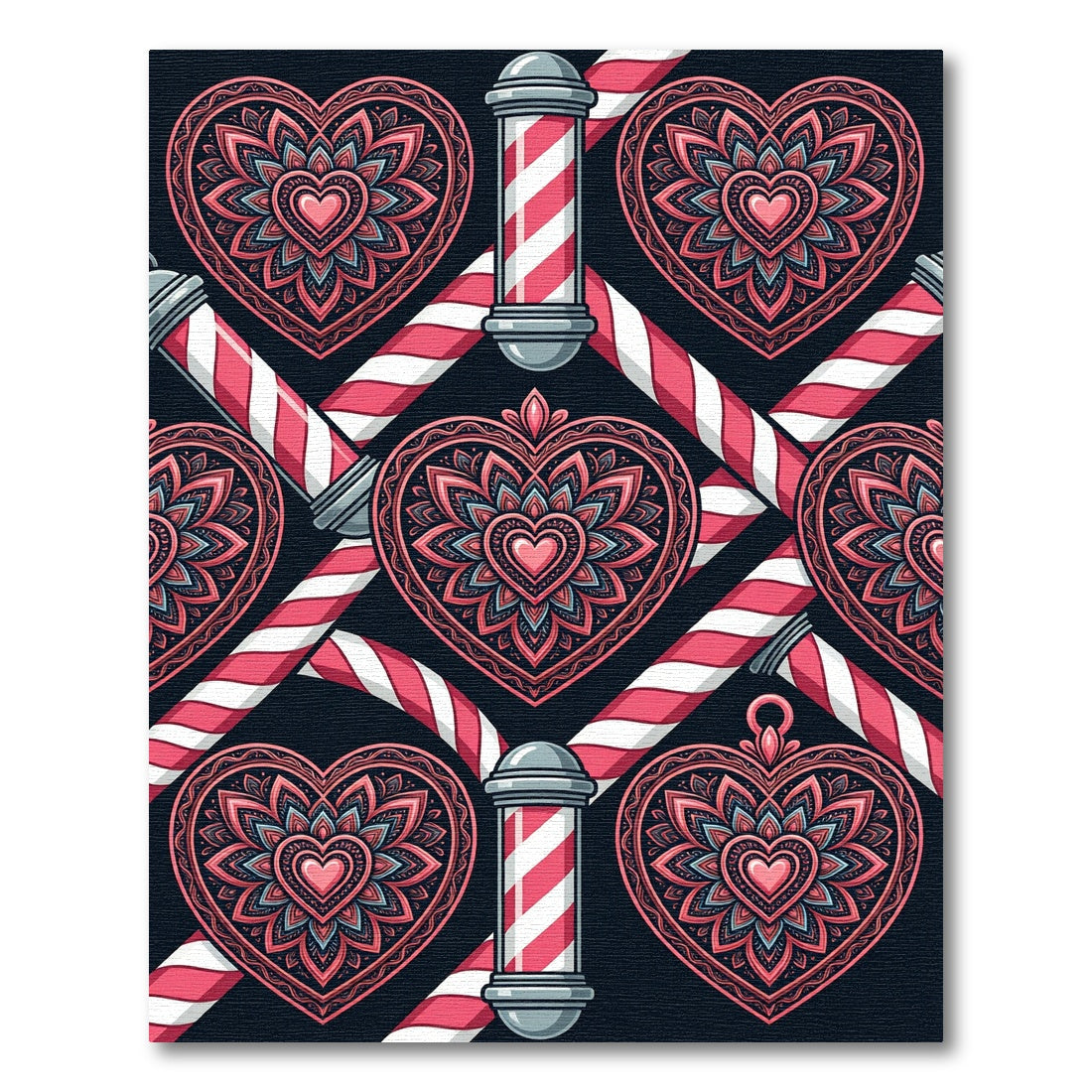 Crimson Heart Mandala Barber Pole Rug