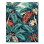 Vibrant Tropical Palm Foliage Illustration Rug