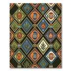 Earthy Terracotta Pottery Geometric Diamond Tile Rug
