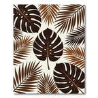 Rich Brown Tropical Leaf Arrangement Rug