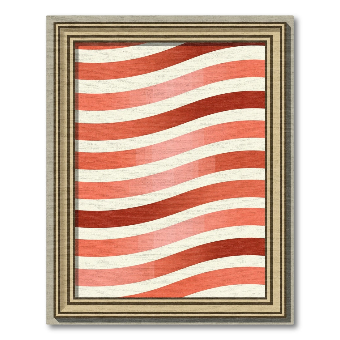 Crimson Red Wavy Stripe Rug