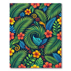 Vibrant Tropical Hibiscus Leaf Swirl Rug
