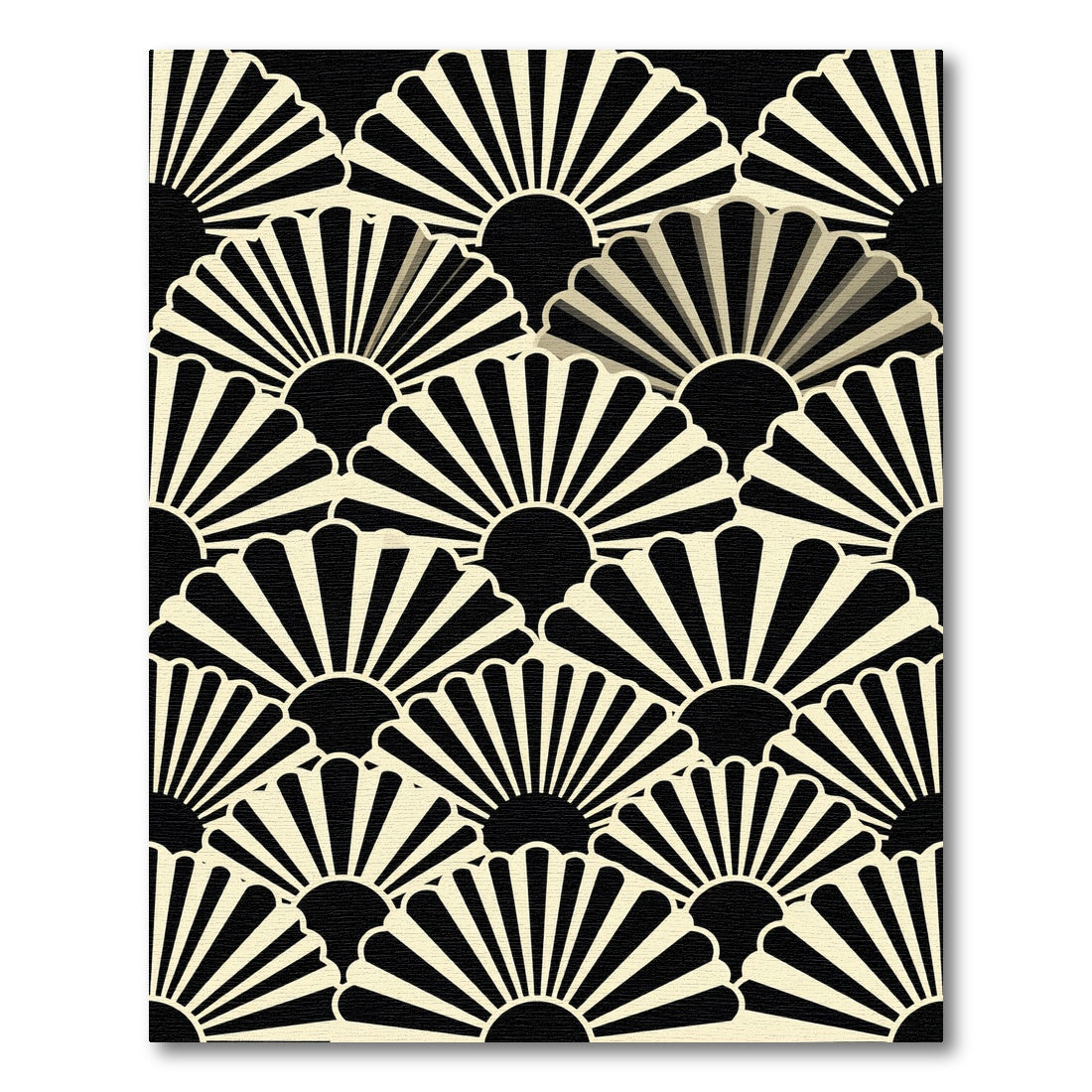 Art Deco Cream Fan Motif Rug