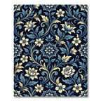Elaborate Blue Golden Floral Scroll Rug