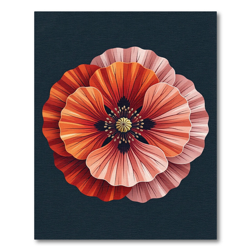Crimson Coral Multi Layered Poppy Blossom Rug