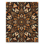 Earthy Boho Geometric Feather Sunburst Rug