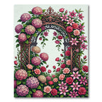 Romantic Pink Hydrangea Rose Garden Arch Rug