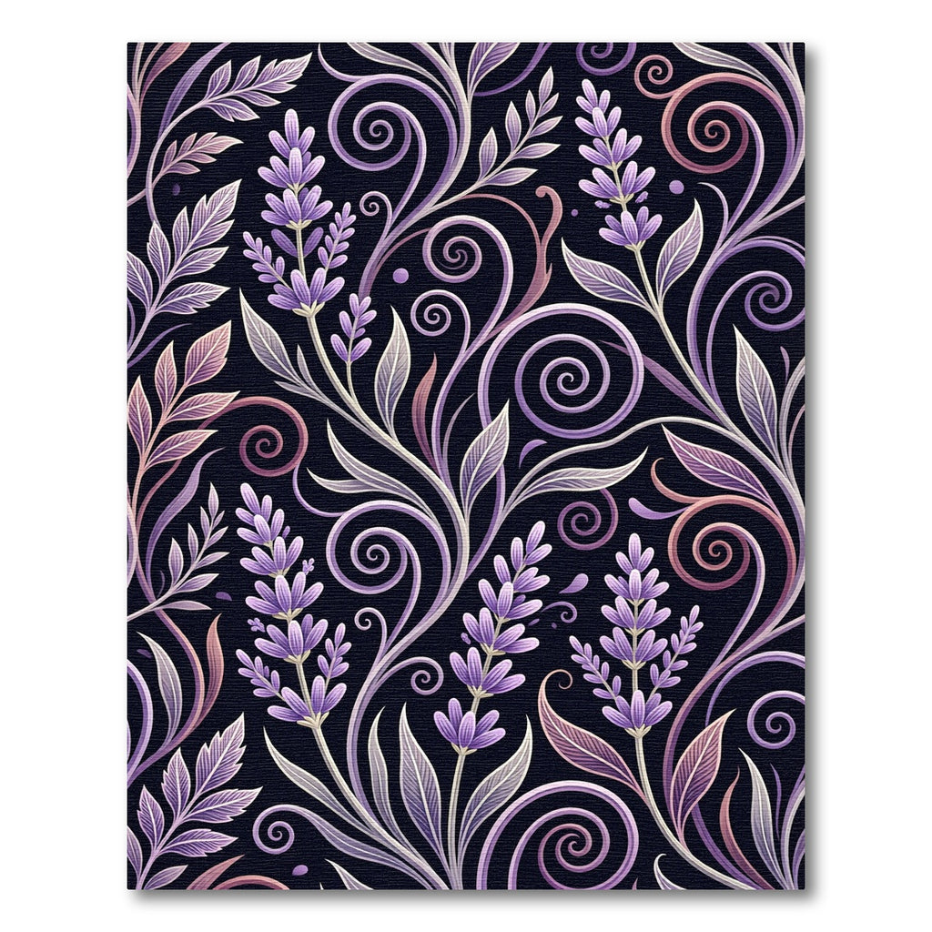 Lavender Floral Swirl Botanical Garden Rug