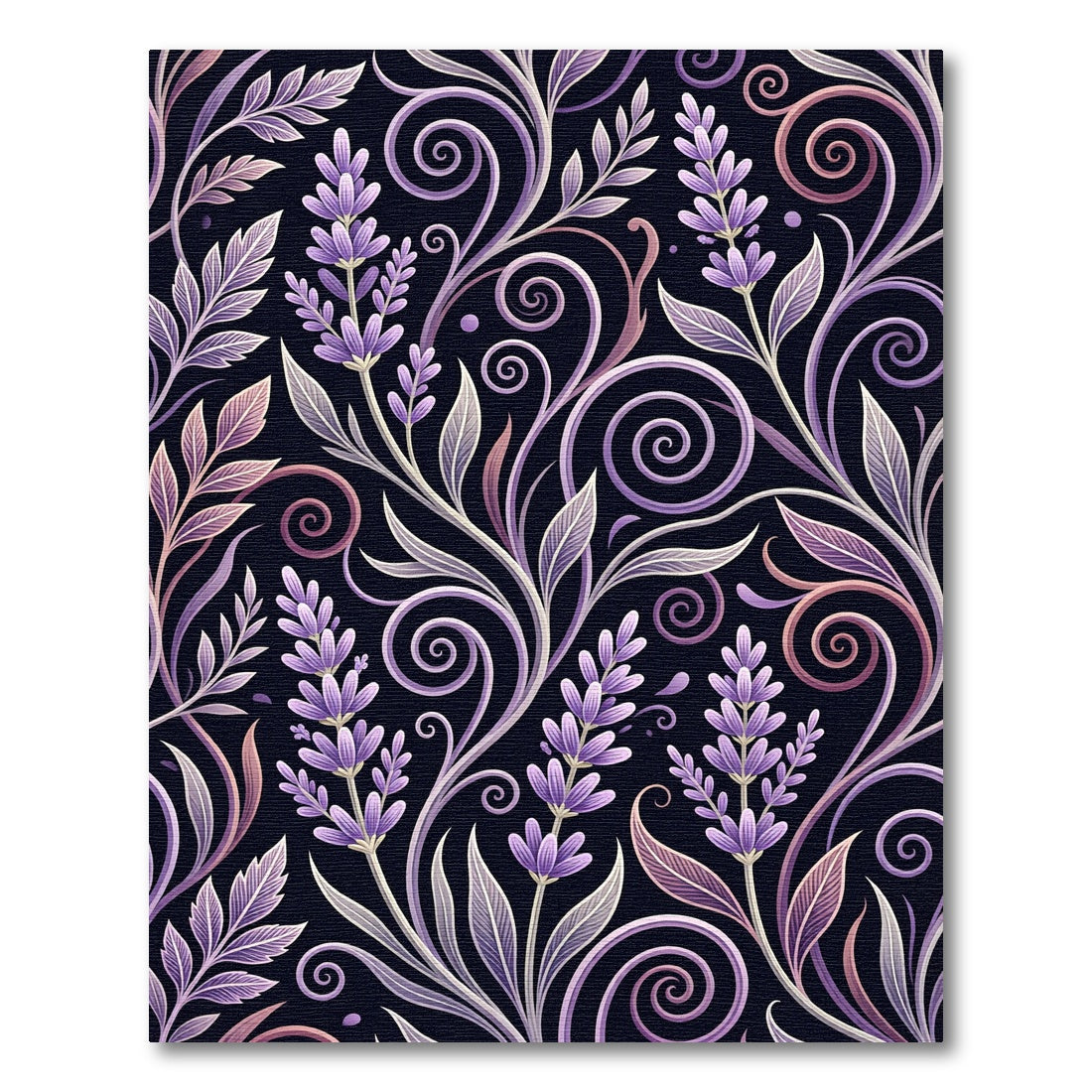 Lavender Floral Swirl Botanical Garden Rug