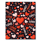 Red Hearts Valentine's Day Typography Rug