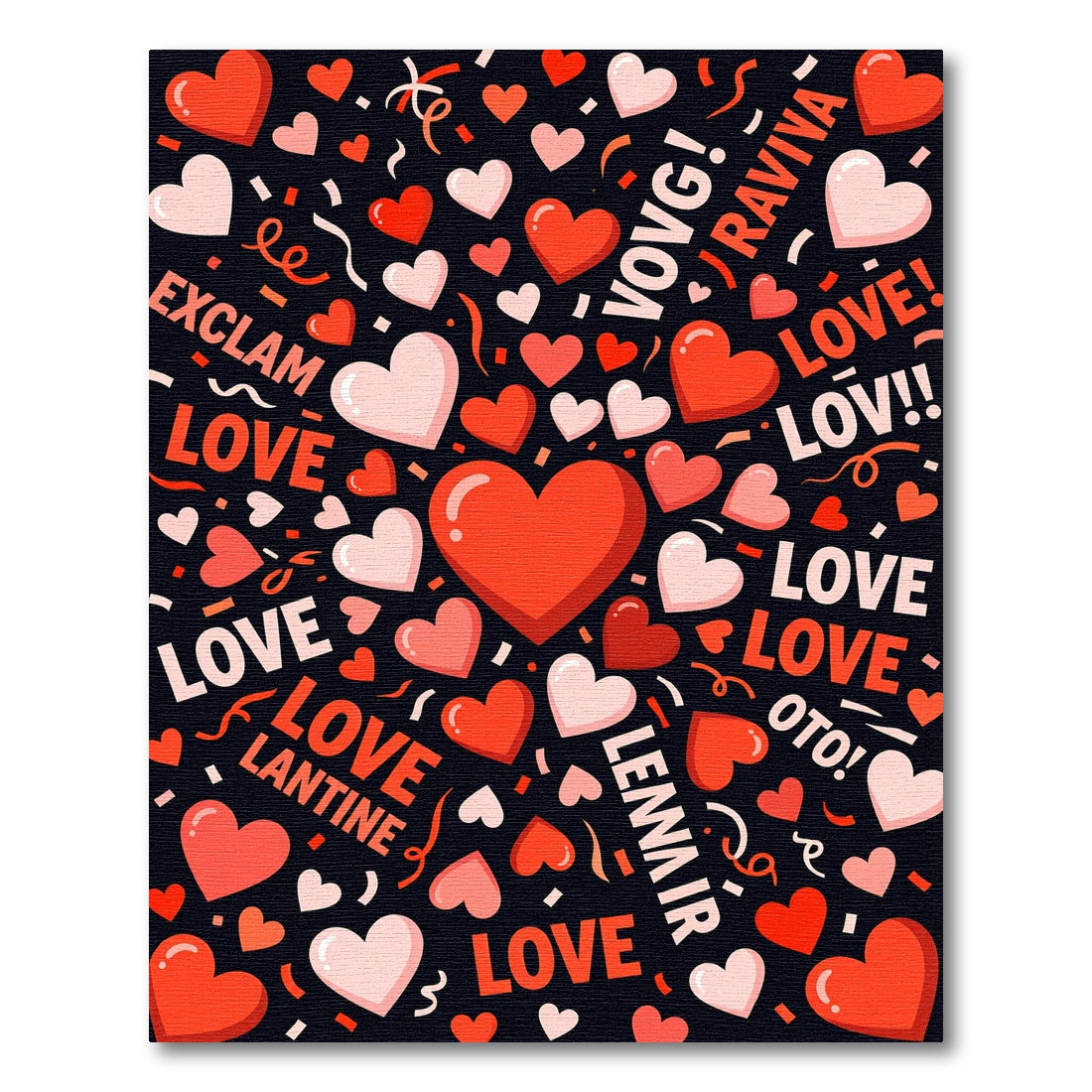 Red Hearts Valentine's Day Typography Rug