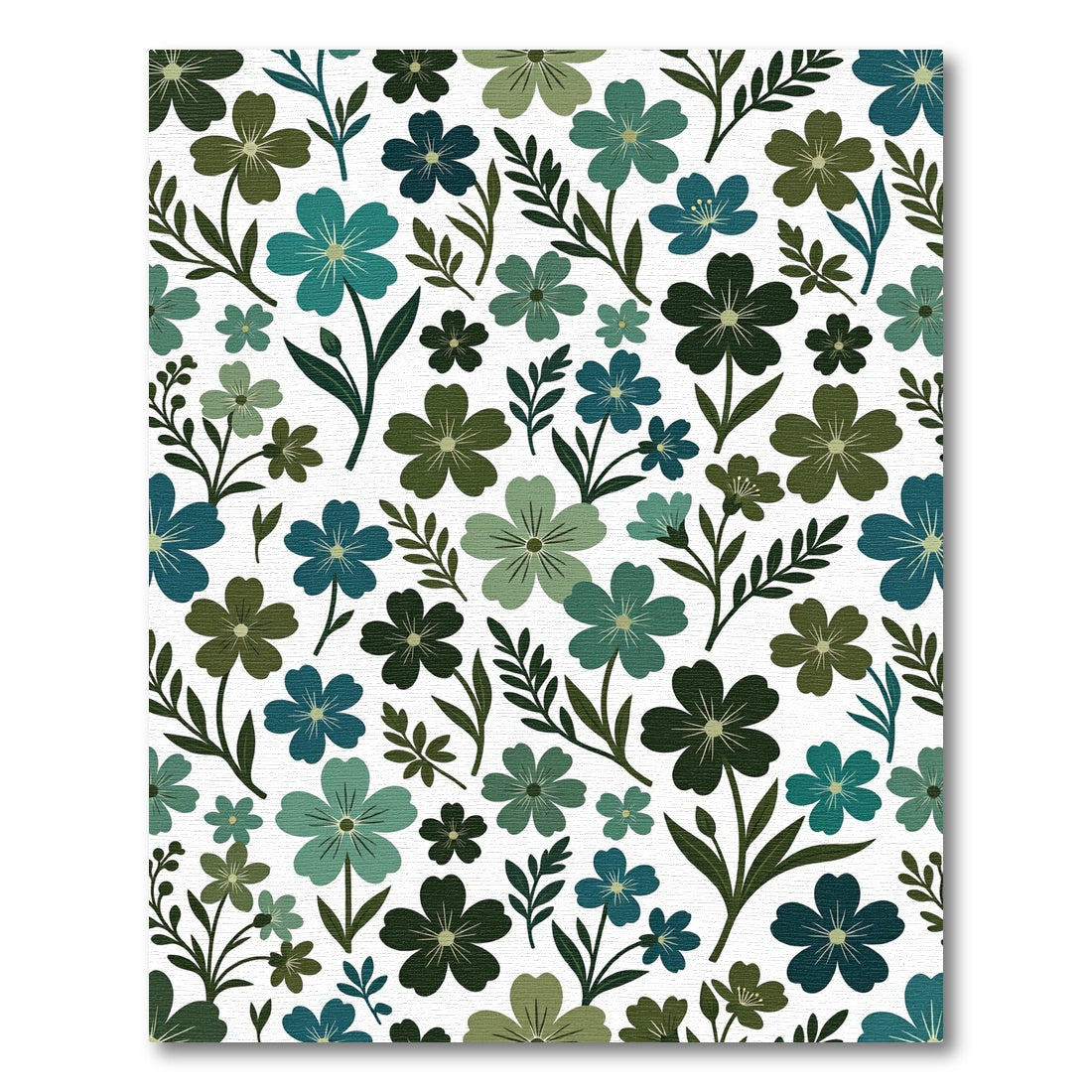 Teal Green Floral Meadow Arrangement Rug