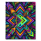 Vibrant Neon Geometric Aztec Arrow Art Rug