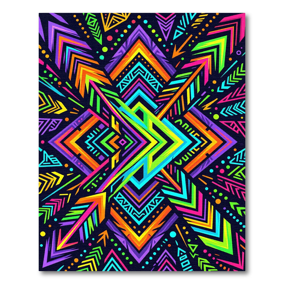 Vibrant Neon Geometric Aztec Arrow Art Rug