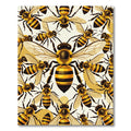 Golden Honey Bee Swarm Illustration Rug