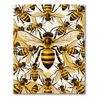 Golden Honey Bee Swarm Illustration Rug