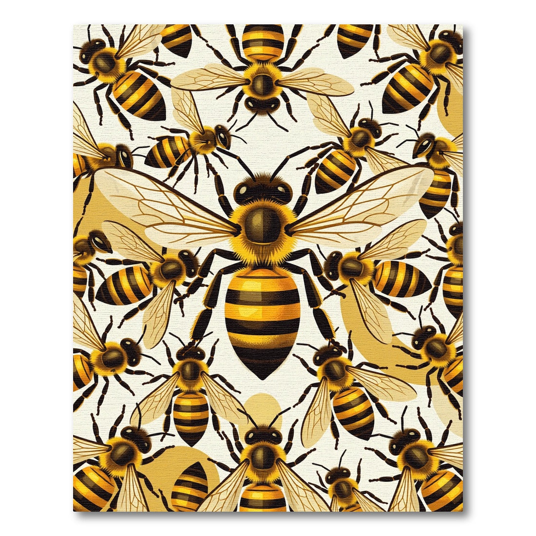 Golden Honey Bee Swarm Illustration Rug