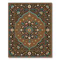 Elegant Bronze Floral Medallion Scroll Rug