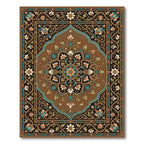 Elegant Bronze Floral Medallion Scroll Rug