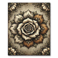 Earthy Sepia Rose Mandala Art Rug