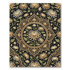 Ornate Golden Chrysanthemum Mandala Rug