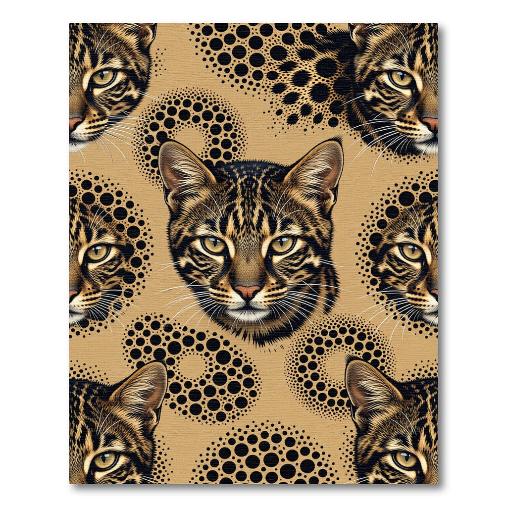 Ocelot Faces With Black Dot Orbs Rug